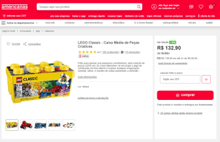 LEGO Classic - Caixa Média de Peças Criativas - R$ 132,90