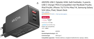 ARZOPA USB C Oplader 65W voor €13,59 bij Amazon