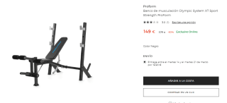 Banco de musculación Olympic System XT Sport Strength ProForm por 149€