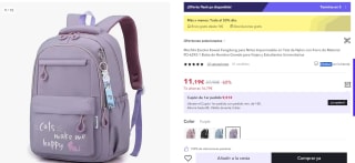 Mochila Escolar Kawaii Fengdong por 11,19€ (cuenta nueva por 6,71€)