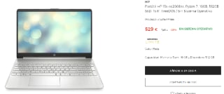 Ordenador Portátil HP 15s-eq2068ns, Ryzen 7, 16GB, 512GB SSD, 15,6", FreeDOS por 529€