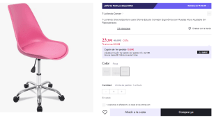 Silla de Escritorio Ergonómica con Ruedas y Altura Ajustable por 23.39€ (Cuenta Nueva 14.03€)