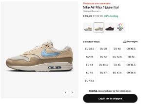 Nike Air Max 1 "Essential Summit" voor €89,99 in de Nike store