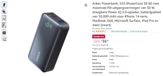 Anker 533 Powercore powerbank 10,000mAh voor €36,99
