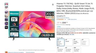 TV QLED 75" Hisense 75E7KQ, UHD 4K, Quantum Dot Colour, Dolby Vision & Atmos por 594,15€