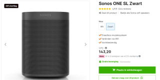 Sonos One SL wit of zwart voor €143,20 bij Expert