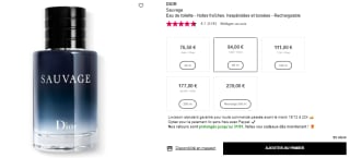 Eau de toilette Dior Sauvage - 60 ml à 84€