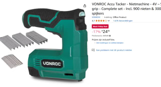 VONROC Accu Tacker - Nietmachine - 4V – Soft grip voor €24,95 bij Amazon