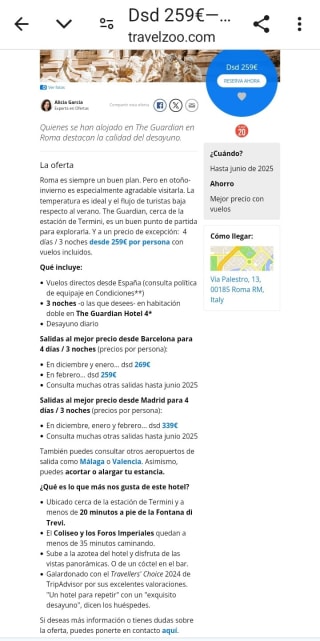 Roma 4 días con Vuelos desde 259€.