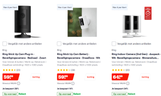 Tot 41% korting op RING deurbellen en camera's bij Bol.com