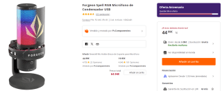 Micrófono Condensador Forgeon Spell RGB por 44,99€