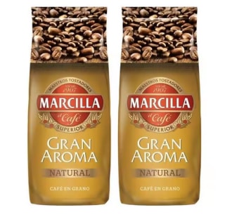 PACK de 2 Café Marcilla Natural en grano 1Kg por 19,29€