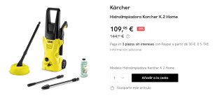 Karcher K 2 Home T 150 - Hidrolimpiadora de Alta Presión + Accesorios por 109.95€