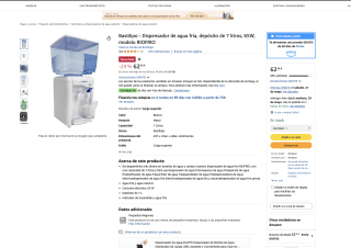 Dispensador Bastilipo de agua fría depósito de 7 litros 65W modelo RIOFRIO por solo 62,38€