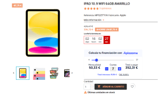 Tablet iPad 10.9 Wifi 64GB por 336,72€
