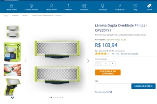 Lâmina Dupla da Philips, modelo OneBlade - R$ 103,94