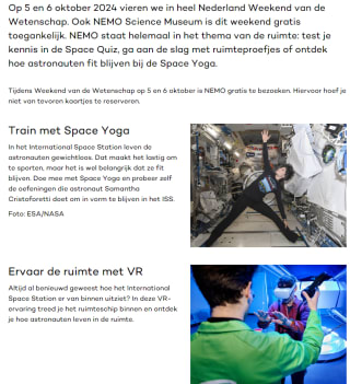 Gratis naar NEMO tijdens Weekend van de Wetenschap 5 & 6 oktober