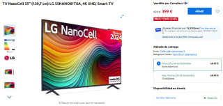 TV NanoCell 55" LG 55NANO81T6A, 4K UHD, Smart TV por 399€
