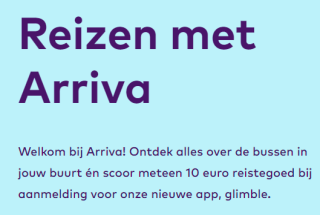 Ontvang 10 euro reistegoed dmv code bij Arriva in Zuid-Holland