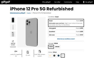 Shop an Apple iPhone 12 Pro 128GB for £389 with 1 month rolling plan from Giffgaff