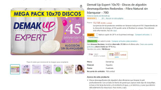 Demak'Up Expert 10x70 - Discos de algodón desmaquillantes Redondos por 12,12
