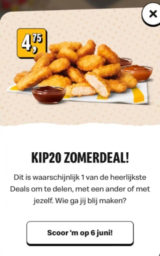 20 McNuggets voor €4,75 bij Mc Donalds