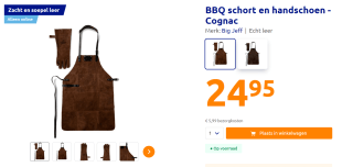 BBQ schort en handschoen - Cognac voor €24,95 bij de Action