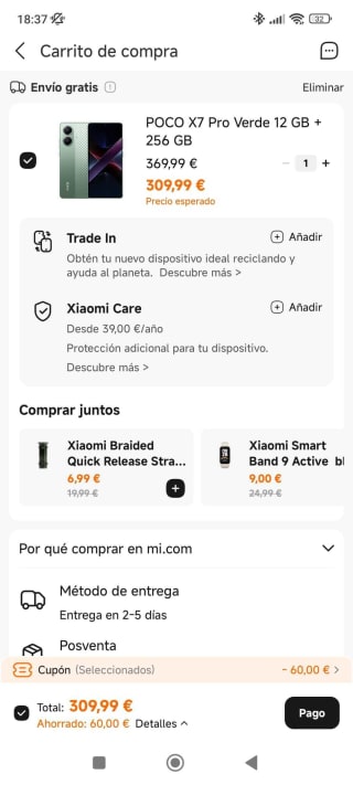 Xiaomi POCO X7 Pro de 12GB/256GB por 289,99€