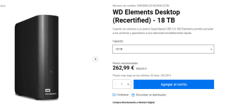 WD Elements Desktop 18 TB por 262,99€