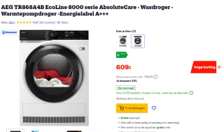 AEG TR868A4B EcoLine 8000 serie AbsoluteCare - Wasdroger voor €609 bij Bol.com