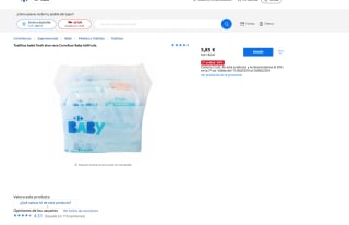 960 Toallitas bebé fresh aloe vera Carrefour Baby 2x 6x80 Unidades por 8,77€