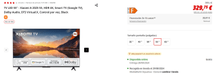 TV LED 55" Xiaomi A 2025 55, HDR 4K, Smart TV por 289€ (newsletter por 279€)