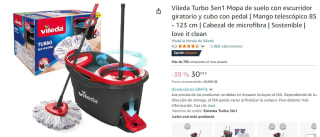 Vileda Turbo 3en1 Mopa de suelo con escurridor giratorio y cubo con pedal por 30,59€