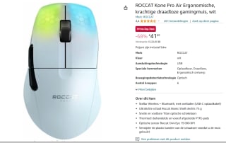 Roccat Kone Pro Air draadloze muis voor €41,89 bij Amazon
