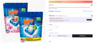 Wipp Express Power Caps Detergente en Cápsulas para Lavadora Limpieza Profunda, Eficaz en Agua Fría 33 + 33 lavados por 13.12€ (Cuenta Nueva 7.87€)