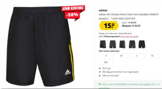 adidas Hit 3 Stripes Heren Short voor €15,99 bij Sport-korting