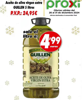 Aceite de Oliva Virgen Extra GUILLEN 5l. 24,95€ (4,99€/litro) Proxi Córdoba