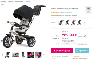 Gold Edition Bentley 6 in 1 Driewieler voor €559,99 bij Pinkorblue