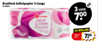 Kruidvat Zacht & Sterk Toiletpapier 3 verpakkingen voor €7,77 bij Kruidvat