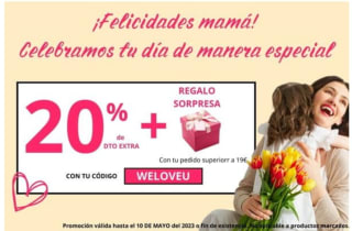 Descuento de -20% y regalo por compras de +19€