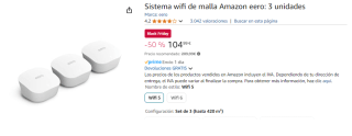 Sistema wifi de malla Amazon eero: 3 unidades por 104.99€