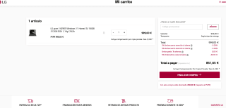Portátil LG Gram Windows 11 Home i5 16GB 512GB 1,1Kg 14Z90S a solo 851,65€