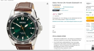 Reloj Seiko Kinetic con correa en cuero SKA791P1 por 194€