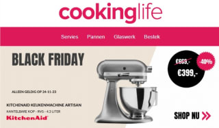 KitchenAid keukenmachine artisan van 699 naar 399 euro