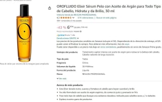 OROFLUIDO Elixir Sérum Pelo con Aceite de Argán para Todo Tipo de Cabello, Hidrata y da Brillo, 30 ml por 5,52€