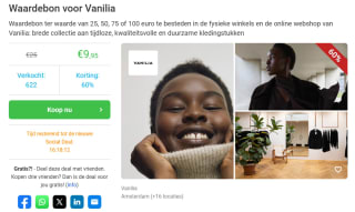 60% korting op een waardebon voor Vanilia bij Social Deal