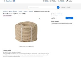 Cuerda Imitacion Sisal Diam 200mx6mm a solo 0,21€