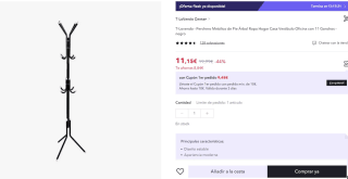 Perchero Metálico de Pie Árbol por 11,15€ (6,69€ nuevo usuario)