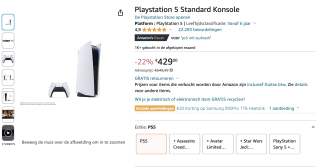 Playstation 5 Console voor 429 euro