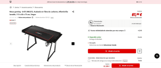 Mesa gaming Drift DRDZ75 Acabado en fibra de carbono lavable 113x60x75cm Negro por solo 61,98€